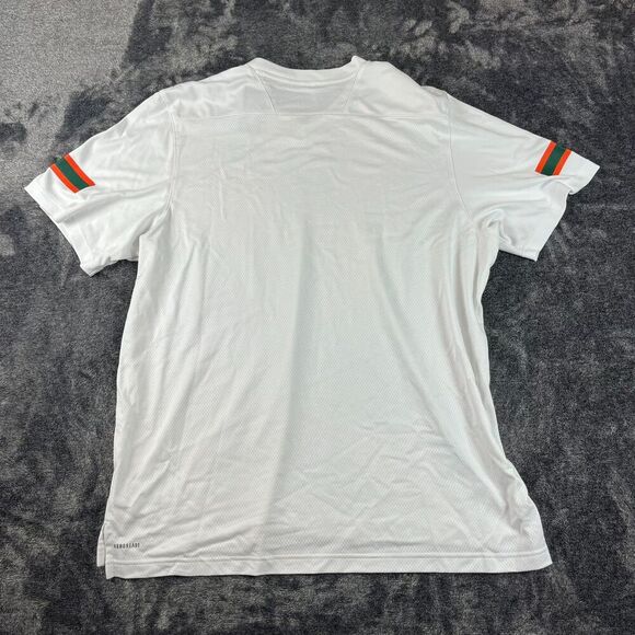 Adidas Miami Hurricanes NCAA Jersey White V-Neck Short Sleeve Men's 2XL NWT - Picture 9 of 11